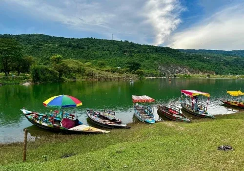 Boats at a Meghalaya lake